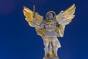 Images Dated 28th October 2008: Archangel Michael sculpture in Independence Square, Kiev, Ukraine, Easteren Europe