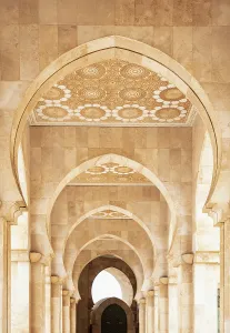 Northern Morocco Prints: Arches on the exterior of the Mosque of Hassan II, Casablanca, Northern Morocco