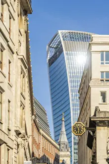 Clocks Prints: Architecture including the 20 Fenchurch Street building which is also known as the Walkie