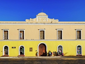 Pueblo Magico Prints: Architecture of the main square, Valladolid, Yucatan State, Mexico
