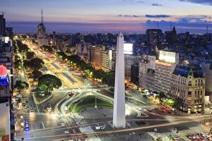 Images Dated 21st January 2014: Argentina, Buenos Aires, Avenida 9 de Julio and Obelisk