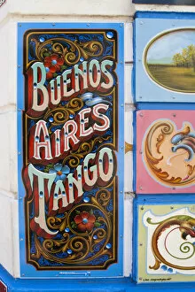 Argentina, Buenos Aires, Once, Tango oriented artwork near Museo Casa Carlos Gardel