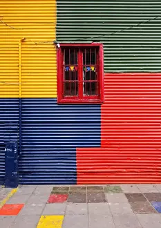 Argentina, Buenos Aires, Typical Colourful Wall of a house in La Boca Neighbourhood