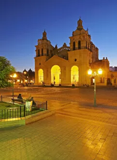 Images Dated 22nd September 2016: Argentina, Cordoba, Twilight view of the Cathedral of Cordoba