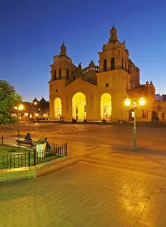 Centro Prints: Argentina, Cordoba, Twilight view of the Cathedral of Cordoba