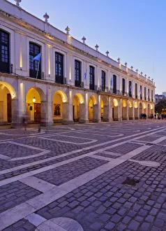 Argentina, Cordoba, Twilight view of the Cordoba Cabildo, colonial town hall Argentina, Cordoba, Twilight view of the Cordoba Cabildo, colonial town hall