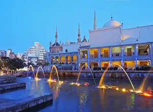 Argentina, Cordoba, Twilight view of the Paseo del Buen Pastor Cultural Center