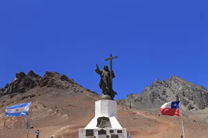 Argentina, Mendoza, Ruta 7, Christ the Redeemer statue on the border between Argentina
