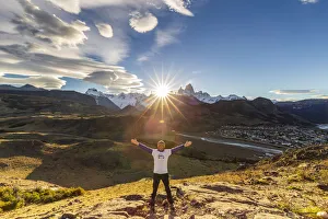 Argentina, Patagonia, Santa Cruz Province, Los Glaciares National Park, a man satisfied