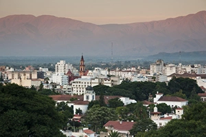 Argentina, Salta Province, Salta, view from the east, dawn