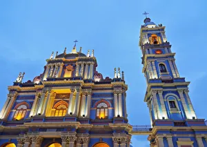 Argentina, Salta, Twilight view of the La Vina Church