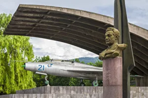 Armenia, Debed Canyon, Sanahin, MIG-21 jet fighter Monument to the birthplace of