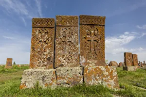 Armenia, Lake Sevan, Noratus, town cemetery, ancient khachkar monuments