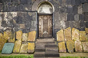 Armenia, Lake Sevan, Sevan, Sevanavank Monastery, churchyard, kachkar memorial stones
