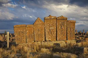 Burial Place Prints: Armenia, Lake Seven, Khachkars at Noratus cemetery