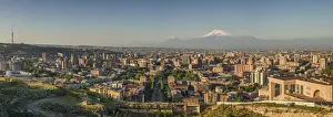 Armenia, Yerevan, The Cascade, high angle view of the city and Mt. Ararat