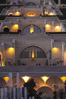 Stairwell Prints: Armenia, Yerevan, Cascade, A huge white stairwell built into the Yerevan hillside