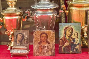 Central Asia Gallery: Armenia, Yerevan, Vernissage Market, samovars and Orthodox religious icons
