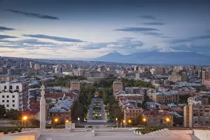 Stairwell Prints: Armenia, Yerevan, View of Yerevan and Mount Ararat from Cascade