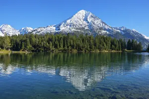 Glarner Alpen Prints: Arni lake with Bristen mountain at fall, Uri, Switzerland