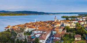 Images Dated 27th May 2016: Arona, Lake Maggiore, Verbania, Piedmont, Italy. View over the town