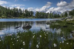 Valle Daosta Prints: The Arpy Lake in Valle d Aosta is a popular location to enjoy nature and witness the whole Mont Blanc range