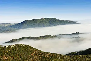 Arrabida Natural Park in a foggy morning. Portugal