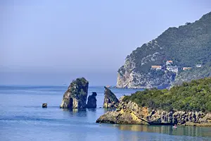Nature Parks Prints: Arrabida Nature Park with a typical mediterranean maquis forest and the Atlantic Ocean