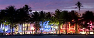 Peter Adams Prints: Art deco area with hotels at dusk, Miami Beach, Miami, Florida, USA