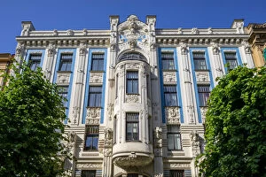 Exterior Detail Collection: Art Nouveau Building on Alberta iela, Riga, Latvia, Northern Europe