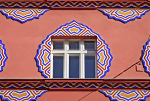 Ljubljana Prints: Art Nouveau facade of Co-operative Bank building in Ljubljana, Slovenia