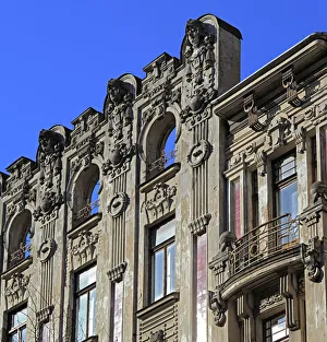 Jugendstil Prints: Art Nouveau house, Albert Street, Riga, Latvia