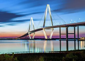 South Prints: Arthur Ravenel Jr. Bridge, Sunset Charleston, South Carolina, USA