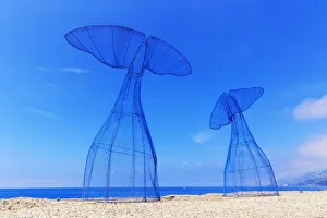 Mediterranean Coast Gallery: Artwork on beach, Camogli, Liguria, Italy