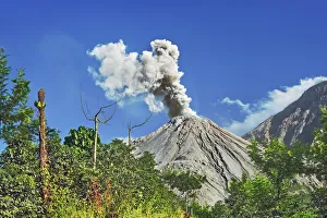Ash eruption Santiaguito volcano - Guatemala, Quezaltenango, Santiaguito