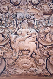 Asia, Cambodia, Siem Reap, Angkor, Banteay Srei Hindu temples famous for their elaborate
