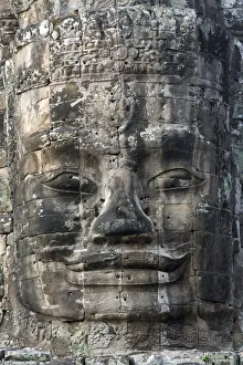 Asia, Cambodia, Siem Reap, Angkor, Bayon, Prasat Bayon temple, Buddha face