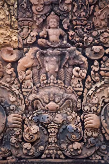 Images Dated 15th July 2016: Asia, Cambodia, Siem Reap, Angkor, Banteay Srei - hindu temples famous for their intricate
