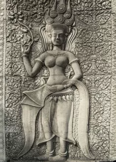 Images Dated 15th July 2016: Asia, Cambodia, Siem Reap, Angkor, Angkor wat, temple carving on the side of Angkor wat