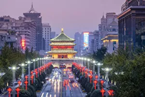Images Dated 17th January 2020: Asia, China, Shaanxi Province, Xian, the historic 14th-Century Bell Tower