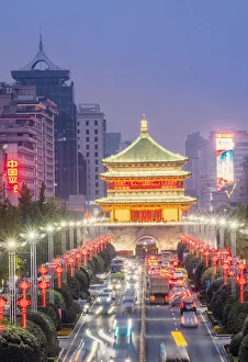 Asia, China, Shaanxi Province, Xian, the historic 14th-Century Bell Tower