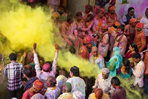 Happiness Prints: Asia, India, Uttar pradesh, Mathura district. Lathmar holi