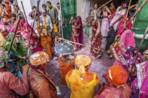 Images Dated 9th November 2015: Asia, India, Uttar Pradesh, Nandgaon, Lathmar Holi festival