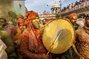 Images Dated 9th November 2015: Asia, India, Uttar Pradesh, Nandgaon, Holi festival of Colors