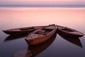 Varanasi Prints: Asia, India, Uttar Pradesh, Varanasi district. Varanasi at sunrise