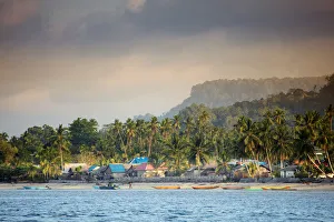 Southeast Prints: Asia, Indonesia, Spice Islands, Maluku, Seram, Amar village and beach on Manawoka island