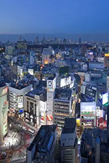 Shibuya Prints: Asia, Japan, Tokyo, Shinjuku skyline viewed from Shibuya - elevated