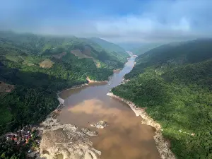 Laos Prints: Asia, Laos, Mekong Valley, aerial views of the Upper Mekong