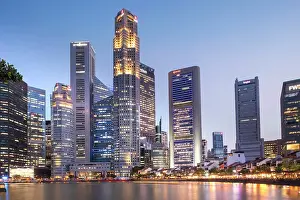 Restaurants Prints: Asia, Singapore, Boat Quay and Singapore River with Riverside Pubs and Restaurants