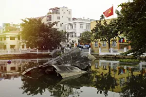Asia, South East Asia, Vietnam, Hanoi, Huu Tiep Lake and a Downed B-52